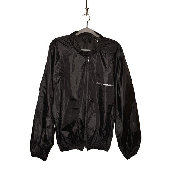 FRANK THOMAS $100 Waterproof Windbreaker Spell-Out Riding Jacket Black Men's XXL - Picture 1 of 3